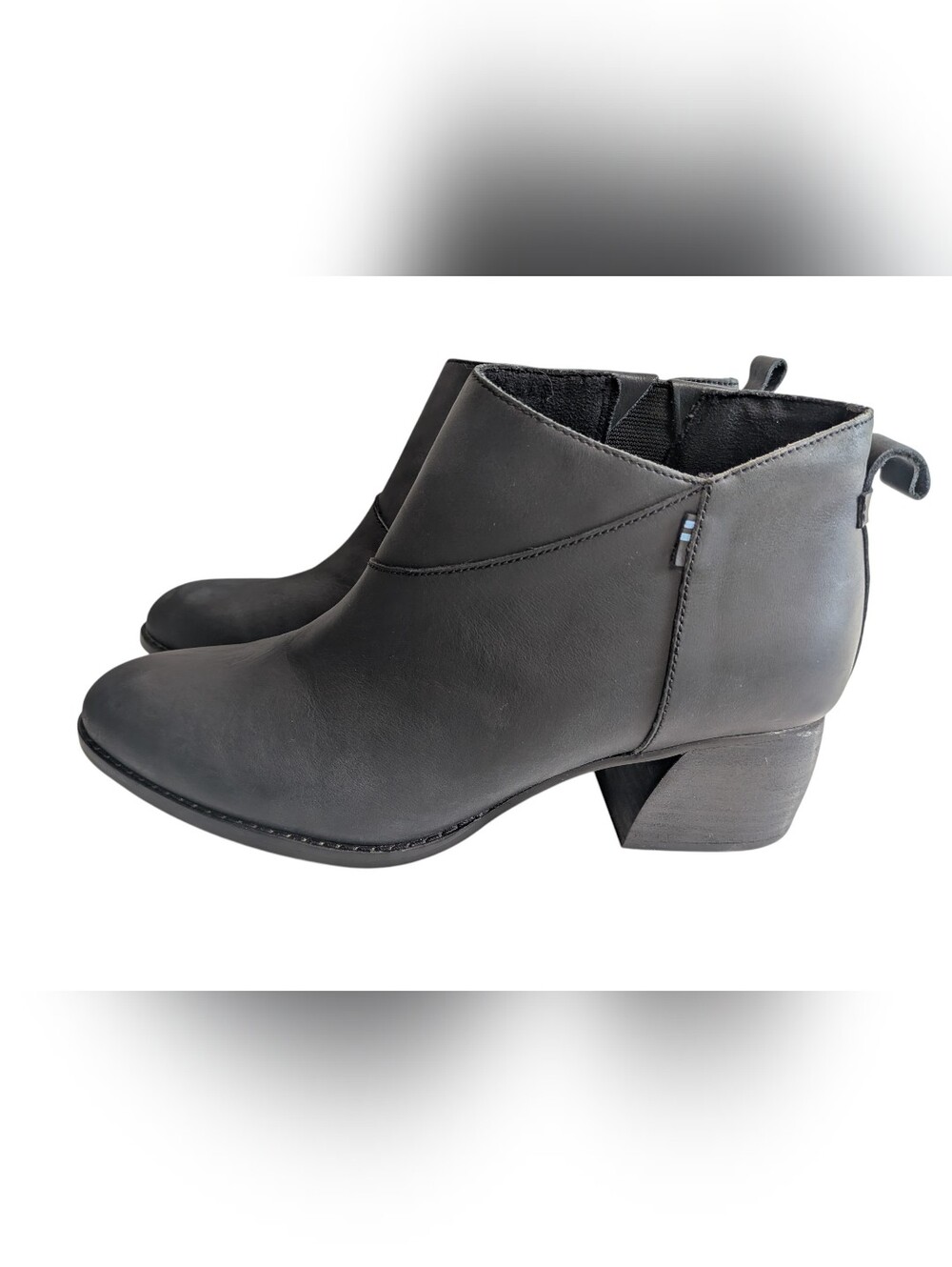 Toms Black Leilani Leather Ankle Boots 8.5